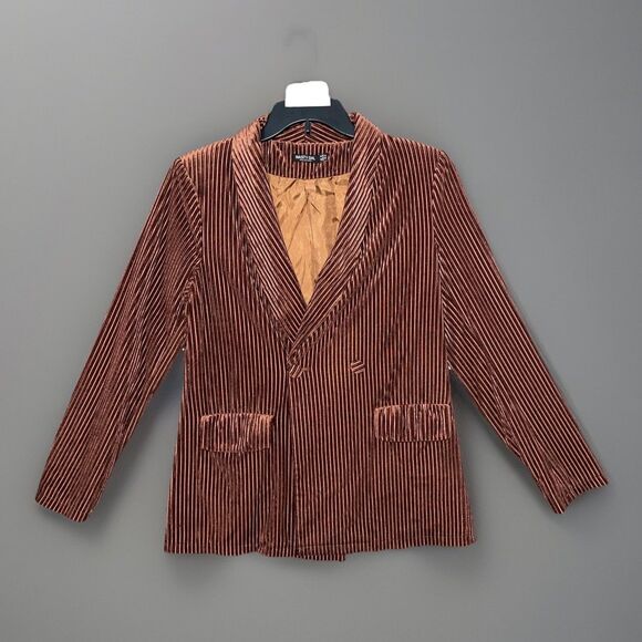 Nasty Gal Jackets & Blazers - Nasty Gal Women US 8 Blazer Rust Plissé Ribbed Velvet Shawl Lapel Party Funky